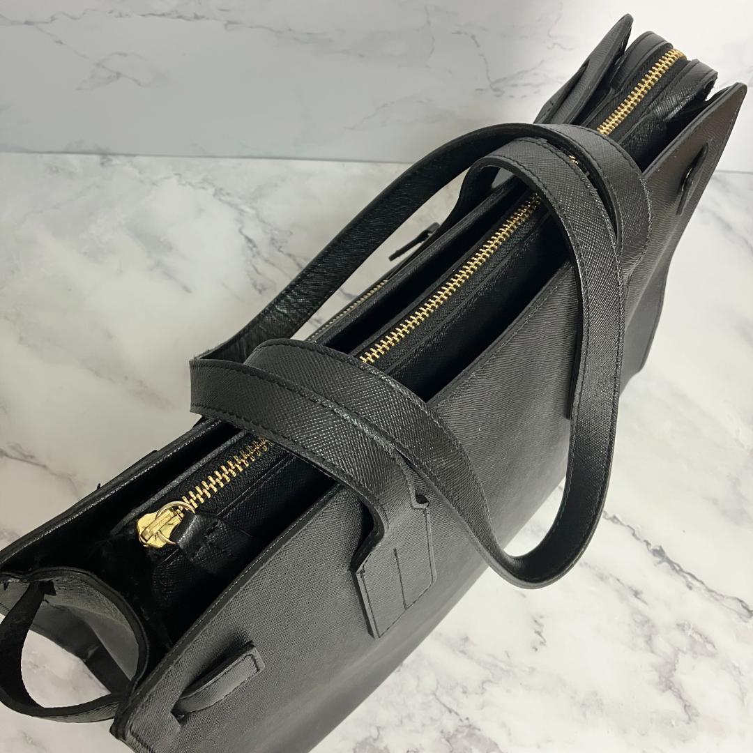 B290【極美品】LANVIN en Bleu★ビジネストートバッグ ブラック