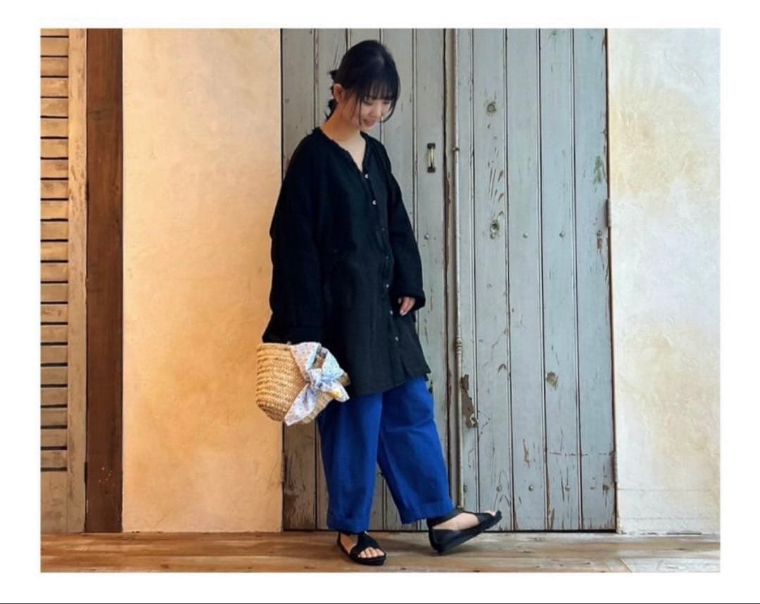 2024美品nest Robe リネンラミーフリルネックチュニック