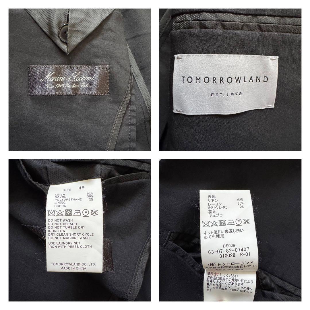 トゥモローランド スーツ セットアップ テーラードジャケット ブラック リネン混