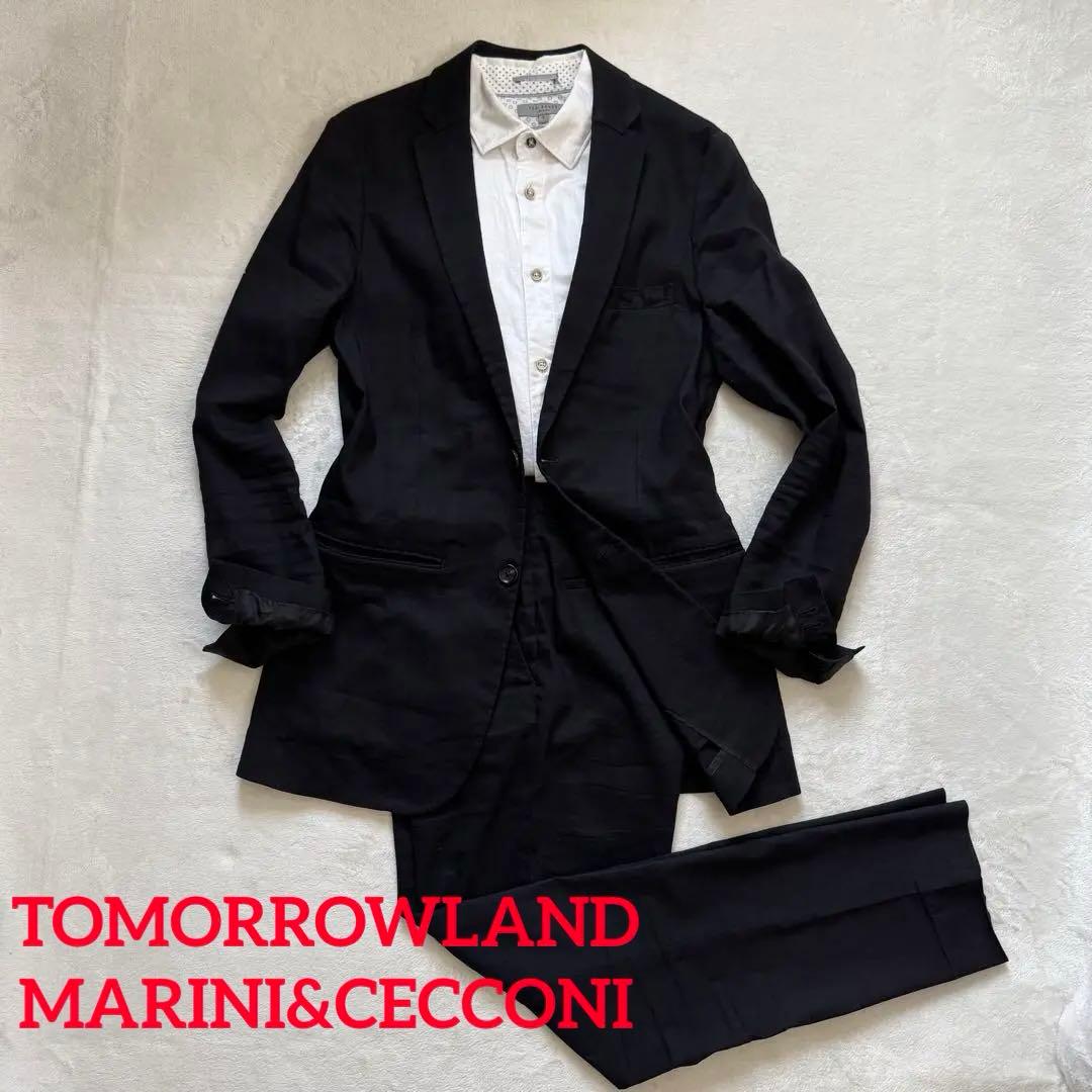 トゥモローランド スーツ セットアップ テーラードジャケット ブラック リネン混