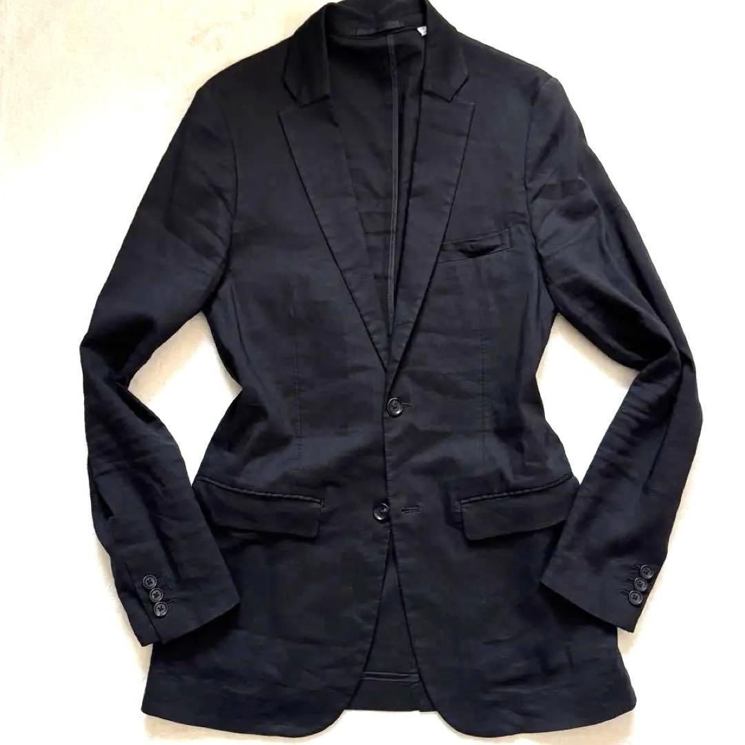 トゥモローランド スーツ セットアップ テーラードジャケット ブラック リネン混