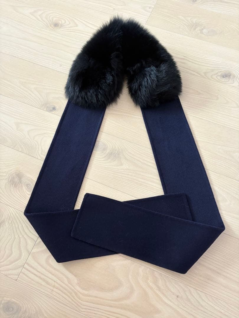 【美品】U-Big ユービック　ウールダブルフェイスFOXボウタイ付ロングコート