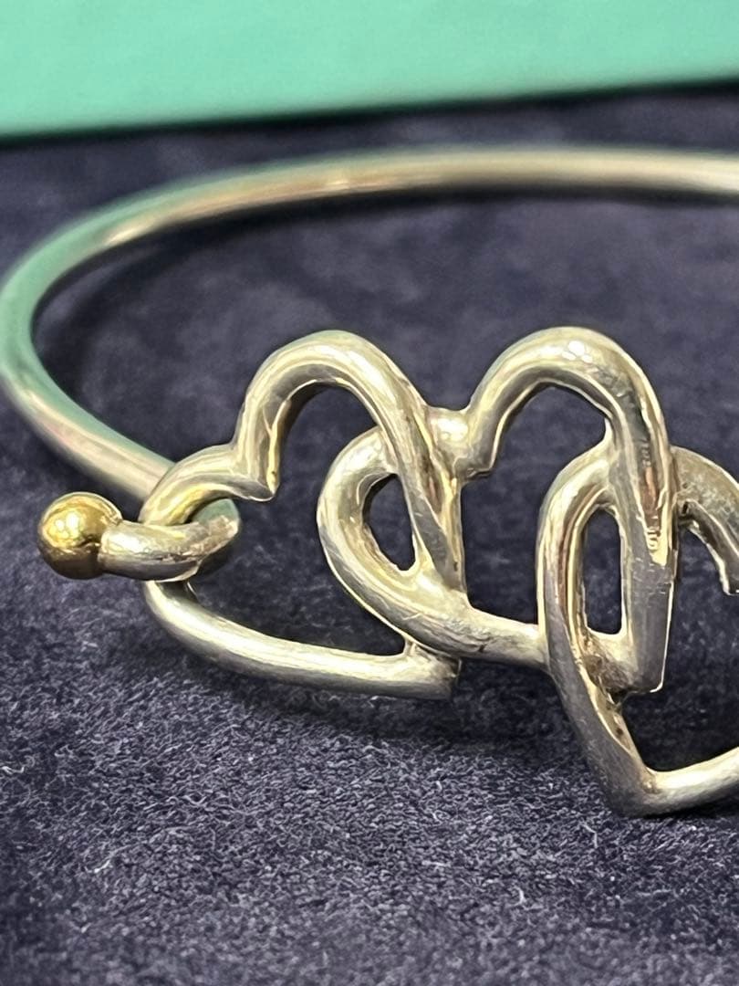 Tiffany ヴィンテージ トリプルハート バングル 18K SV925