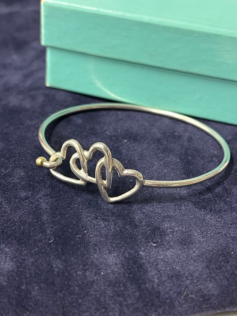 Tiffany ヴィンテージ トリプルハート バングル 18K SV925