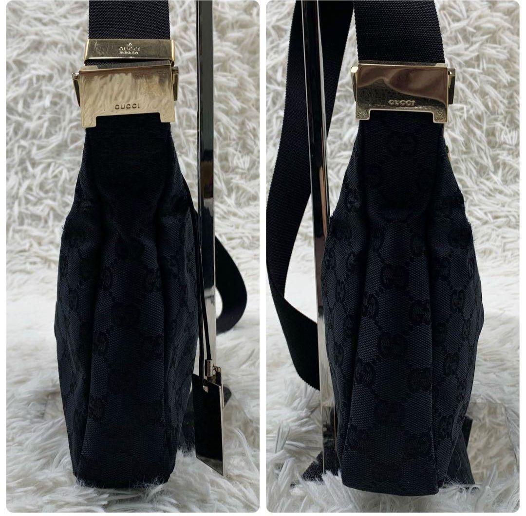 【美品】GUCCI ショルダーバッグ GGキャンバス ブラック