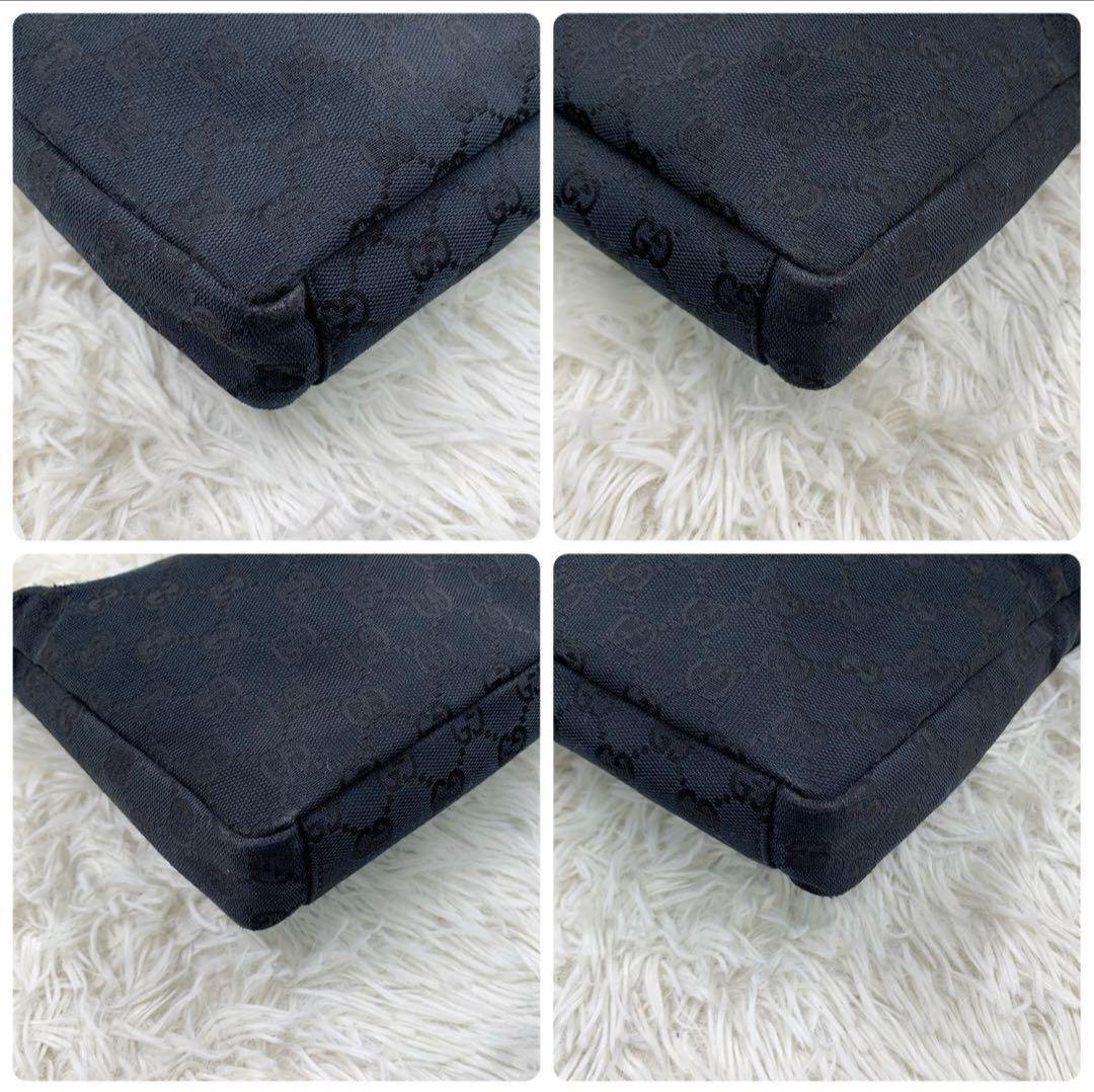 【美品】GUCCI ショルダーバッグ GGキャンバス ブラック