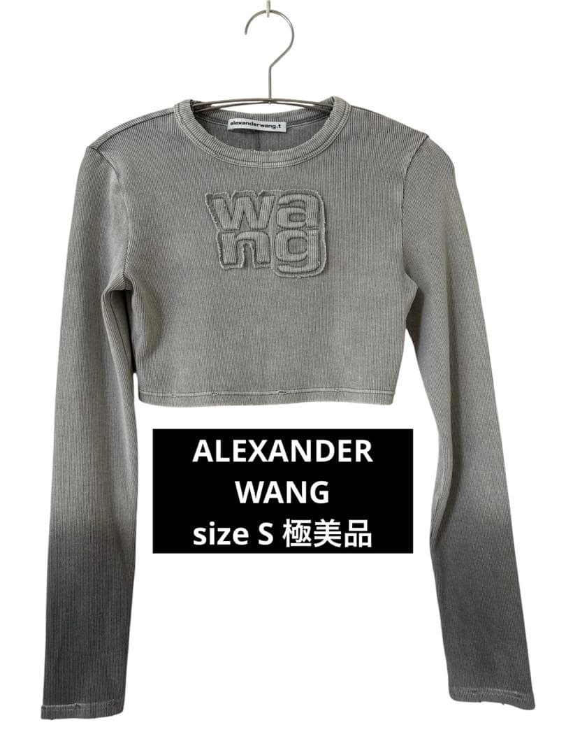 alexanderwang.t グレー ロゴクロップドTシャツ