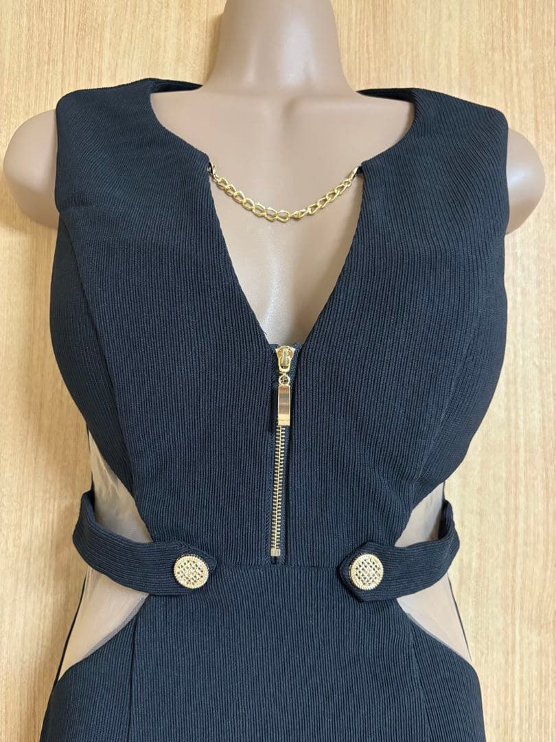 ウエストシアー✖️バストチェーンミディアムドレスbkS