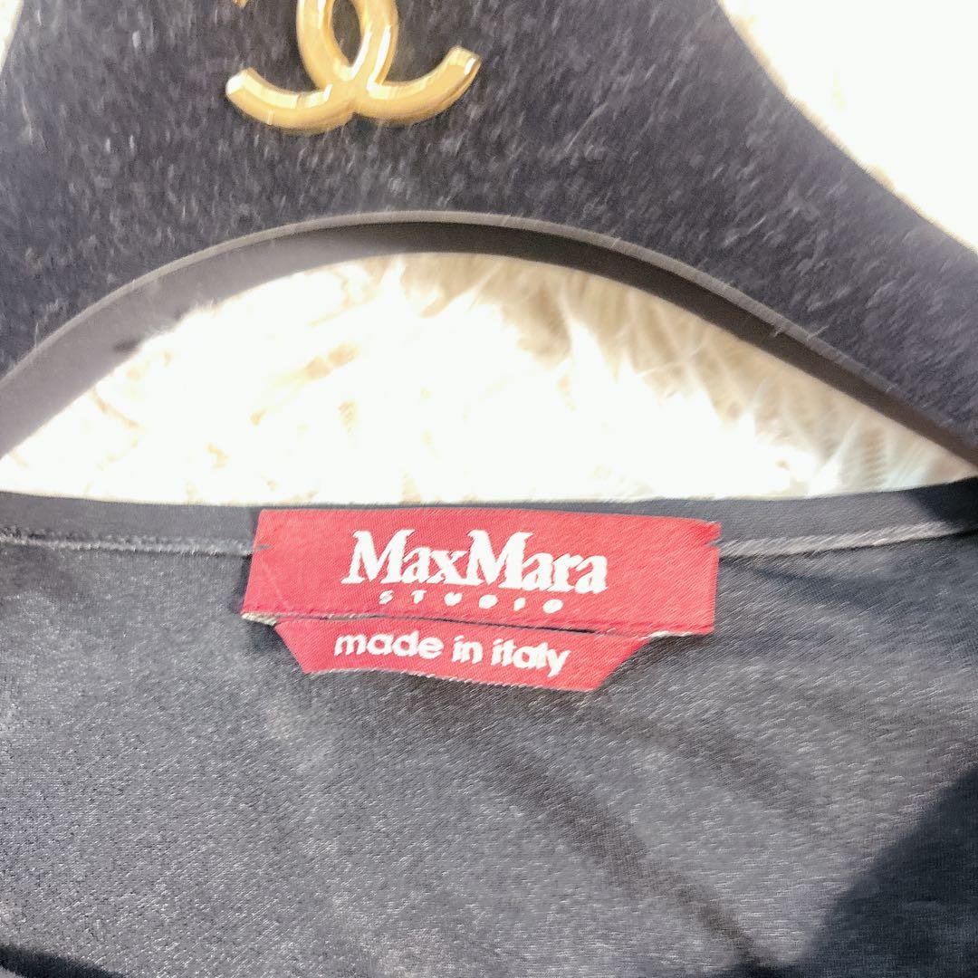 未使用級✨マックスマーラ 半袖 レースドッキングワンピース リボン 黒