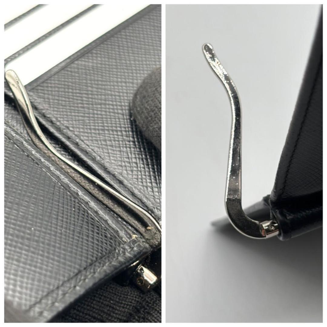 プラダ マネークリップ サフィアーノ 三角プレート ブラック　札入れ　カード