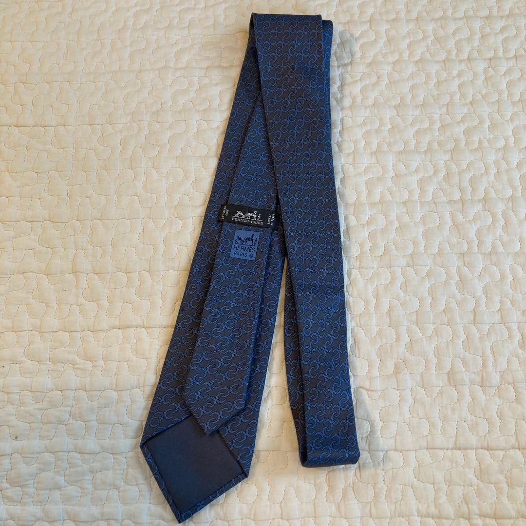 【buruaaaaaaaa 】HERMES ネイビー シルクネクタイ