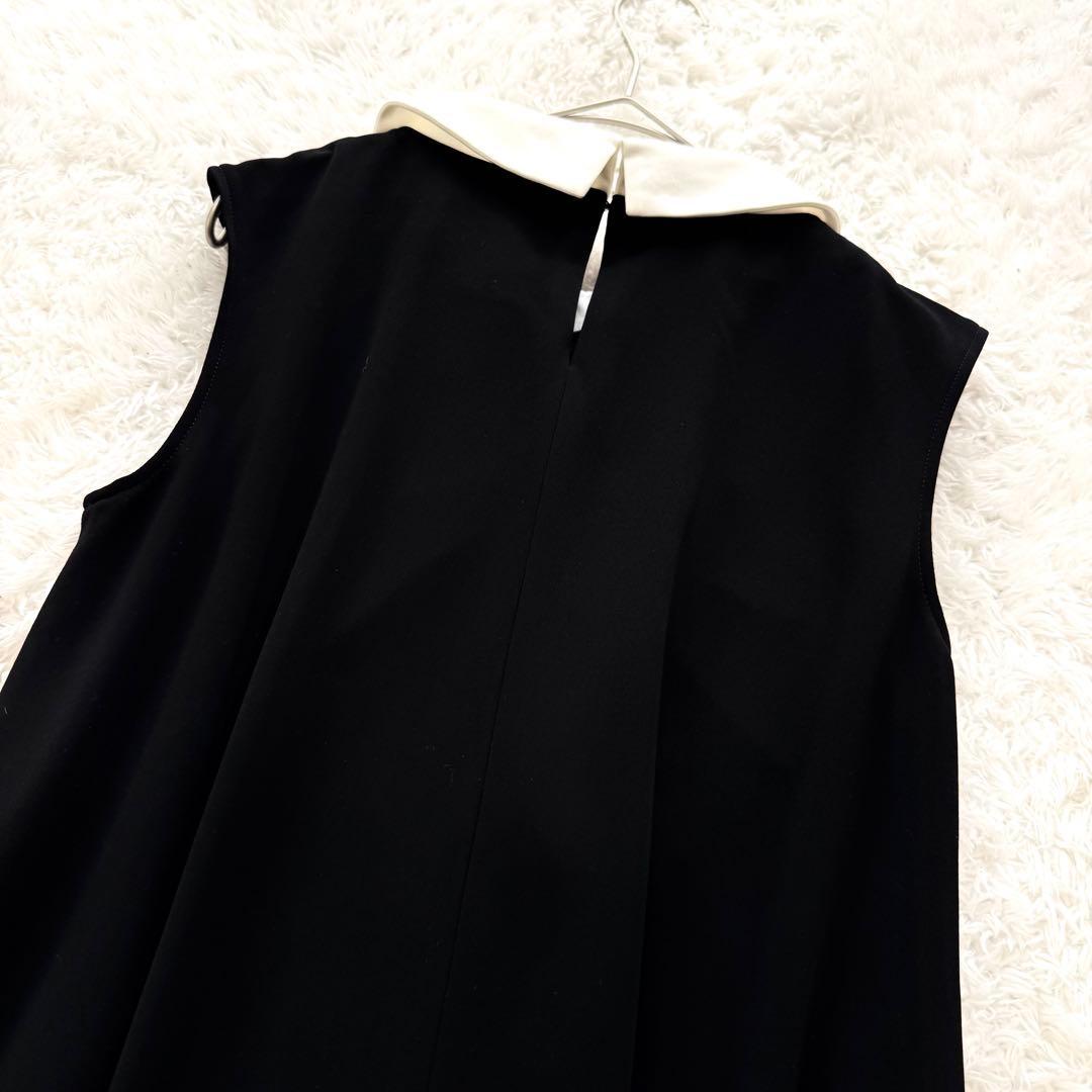 極美品✨ Rene 白襟ワンピース ドレス ノースリーブ フレア 2way 黒