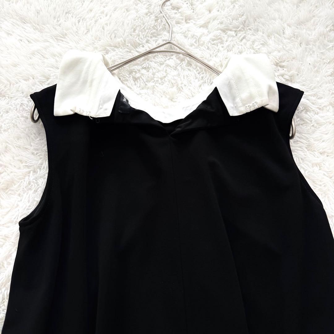 極美品✨ Rene 白襟ワンピース ドレス ノースリーブ フレア 2way 黒