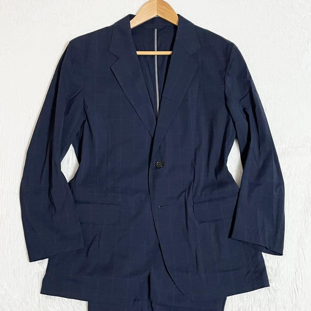 【極美品】エディフィス　ロロピアーナ　セットアップ　スーツ　ネイビー　撥水加工
