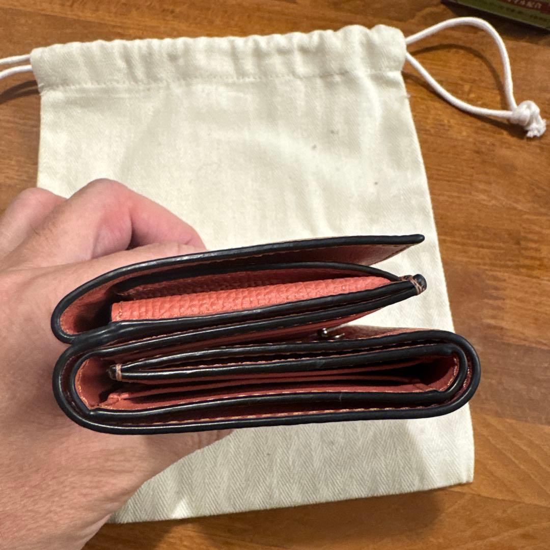 レザー製三つ折り財布 ピンク