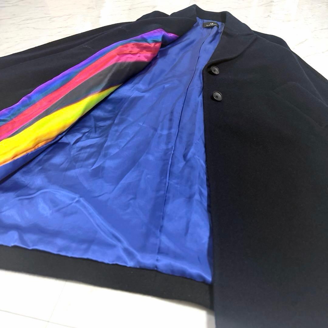 【美品✨️】ポールスミス ウール カシミヤ チェスター コート バイカラー 黒紺