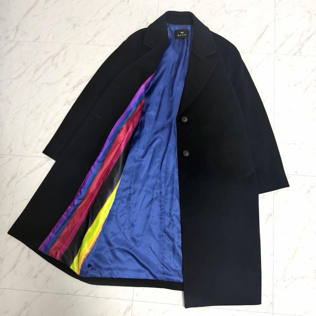【美品✨️】ポールスミス ウール カシミヤ チェスター コート バイカラー 黒紺