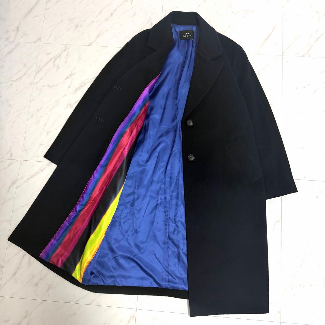 【美品✨️】ポールスミス ウール カシミヤ チェスター コート バイカラー 黒紺