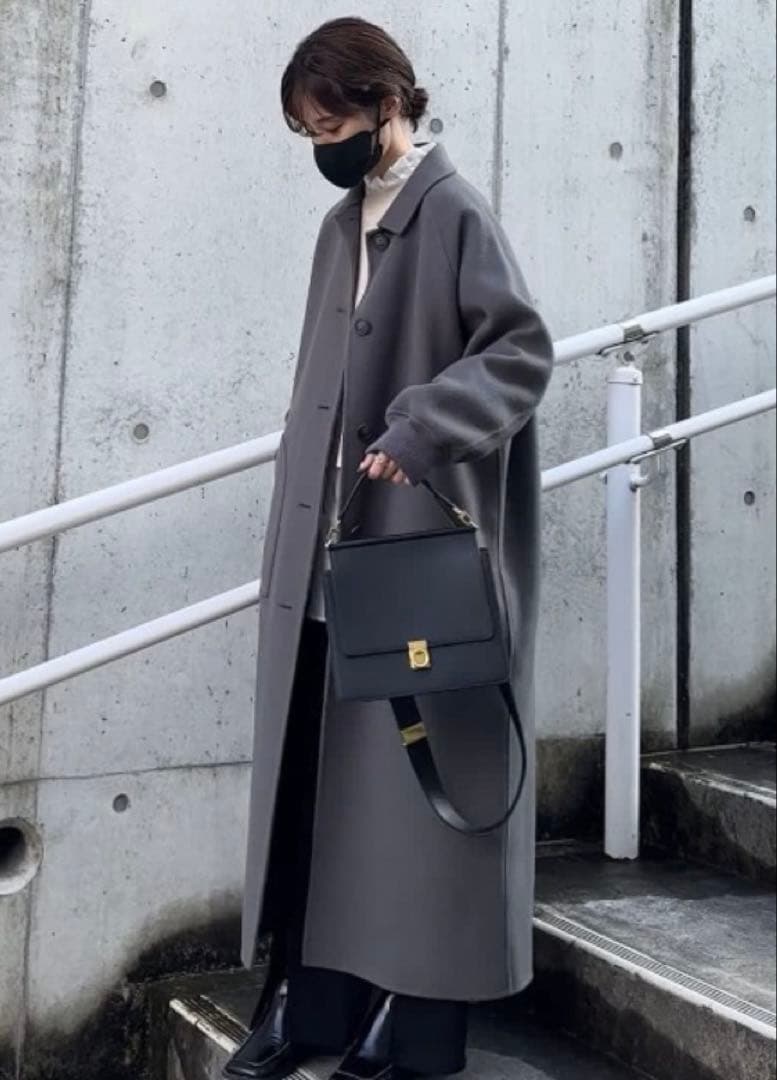 Audrey and John Wad リブ付きウールビーバーロングコート