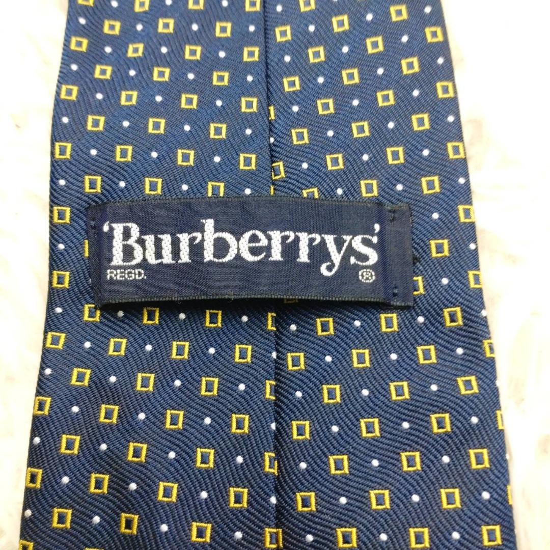 【タグ付き美品】 バーバリー 高級シルクネクタイ 総柄（ホースロゴ） ネイビー