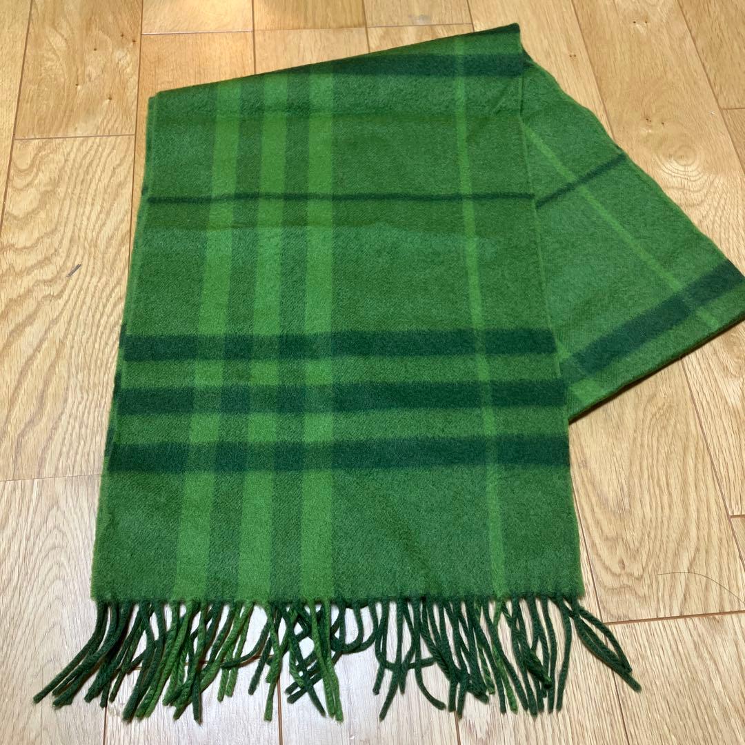 BURBERRY カシミヤ マフラー グリーンチェック