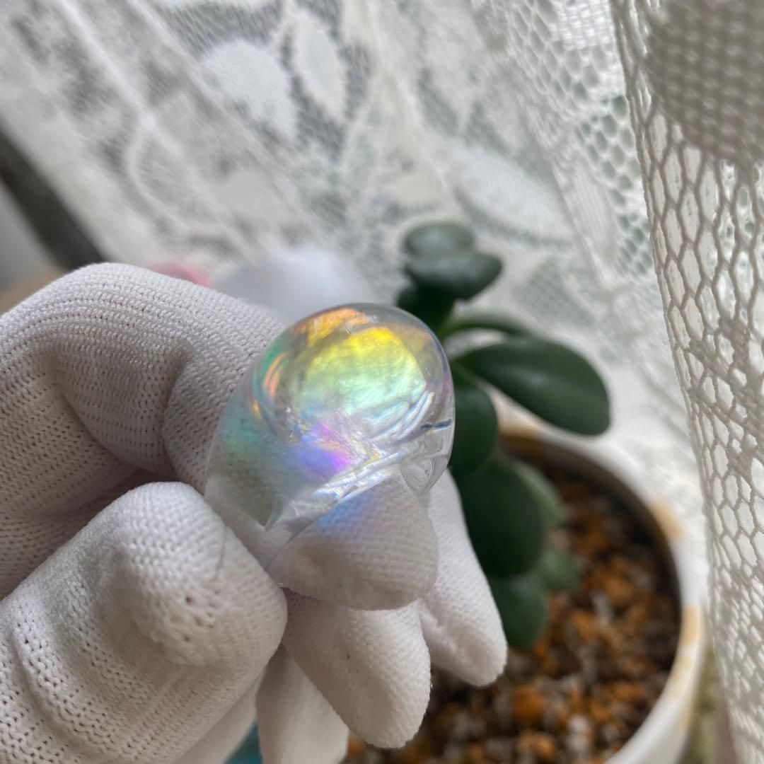 Baccarat❤️ガラスリング クリア アーク リング 虹色の輝き☆フランス製