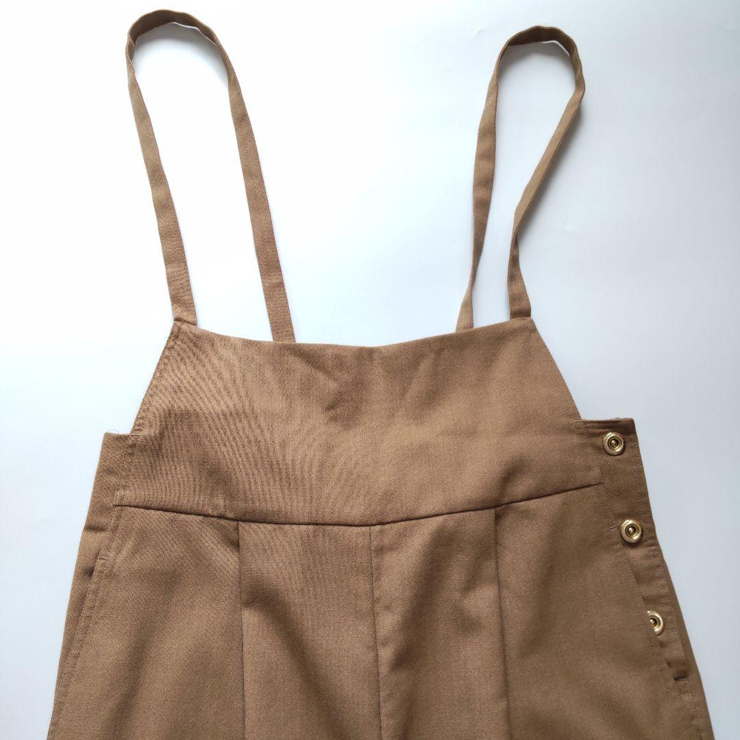 極美品 ドゥロワー ウールシャンブレーサロペット オーバーオール ブラウン 38
