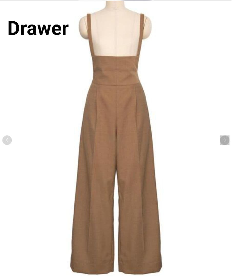 極美品 ドゥロワー ウールシャンブレーサロペット オーバーオール ブラウン 38