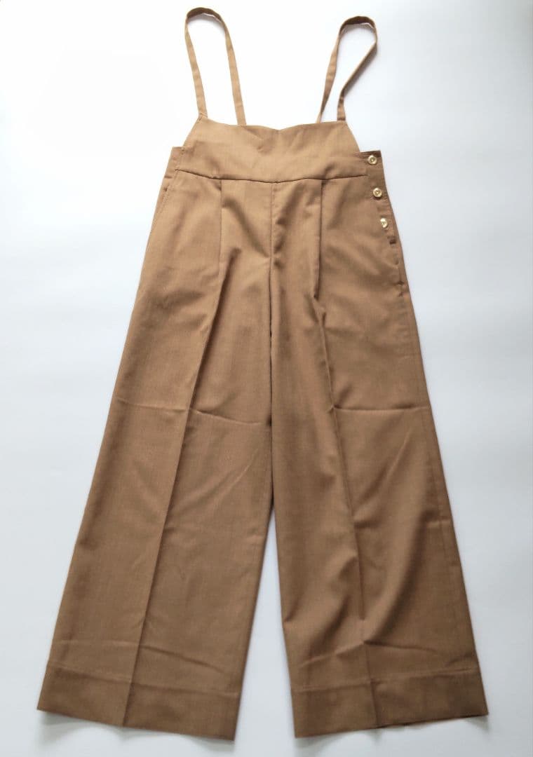 極美品 ドゥロワー ウールシャンブレーサロペット オーバーオール ブラウン 38