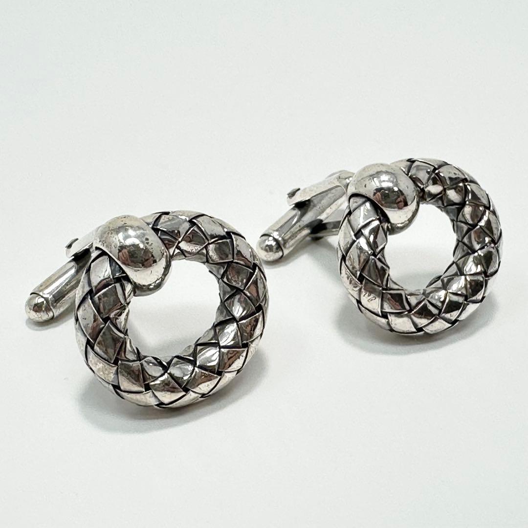 希少　ボッテガヴェネタ　イントレチャート　シルバー925 カフス　カフリンクス