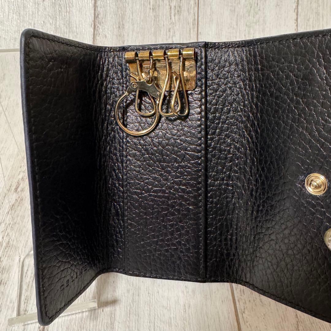 美品✨CELINEブラック レザー キーケース トリオンフ マカダム