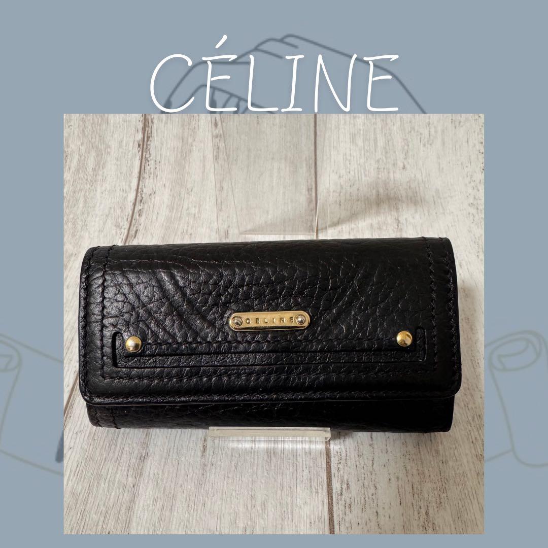 美品✨CELINEブラック レザー キーケース トリオンフ マカダム
