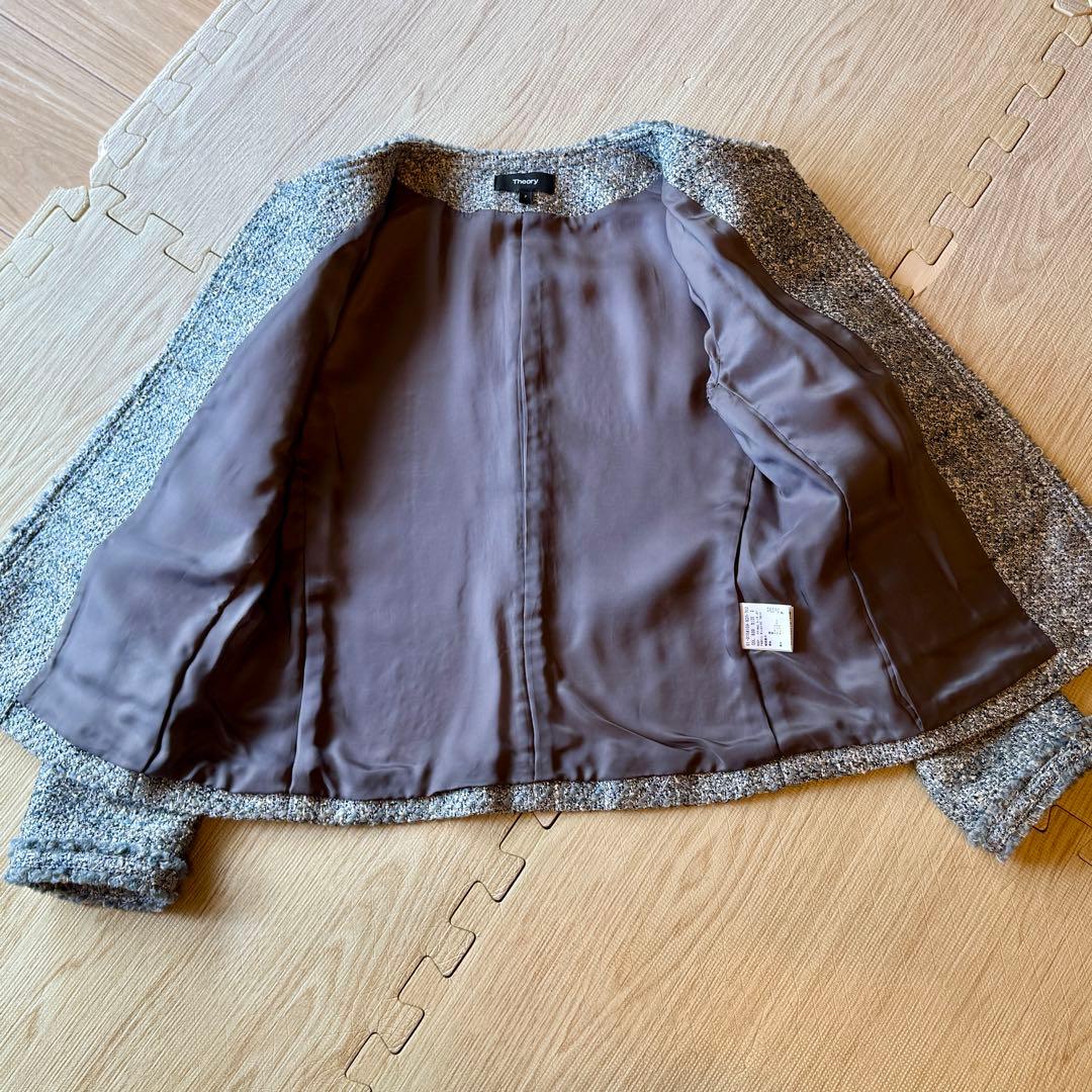 m*す様 セオリー theory ノーカラー ツイードジャケット
