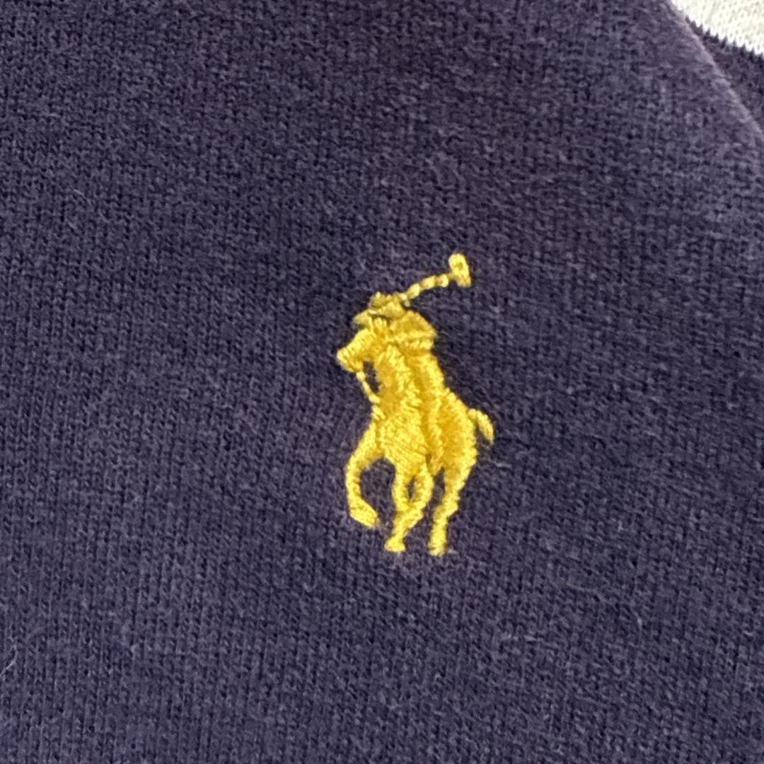 ポロラルフローレン ラガーシャツ 刺繍ロゴ 有名人着用モデル 太ボーダー 紺×白