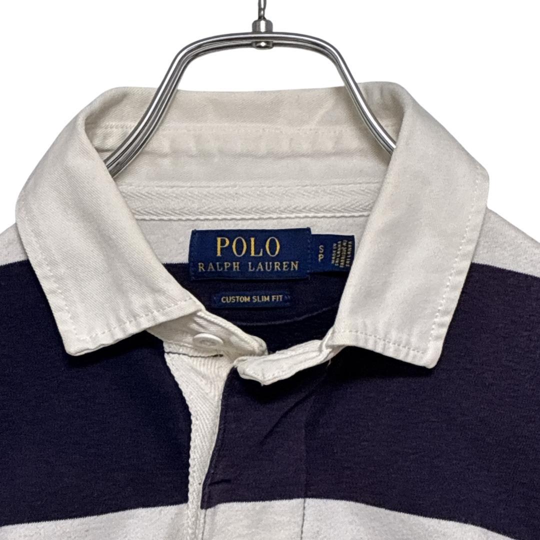 ポロラルフローレン ラガーシャツ 刺繍ロゴ 有名人着用モデル 太ボーダー 紺×白