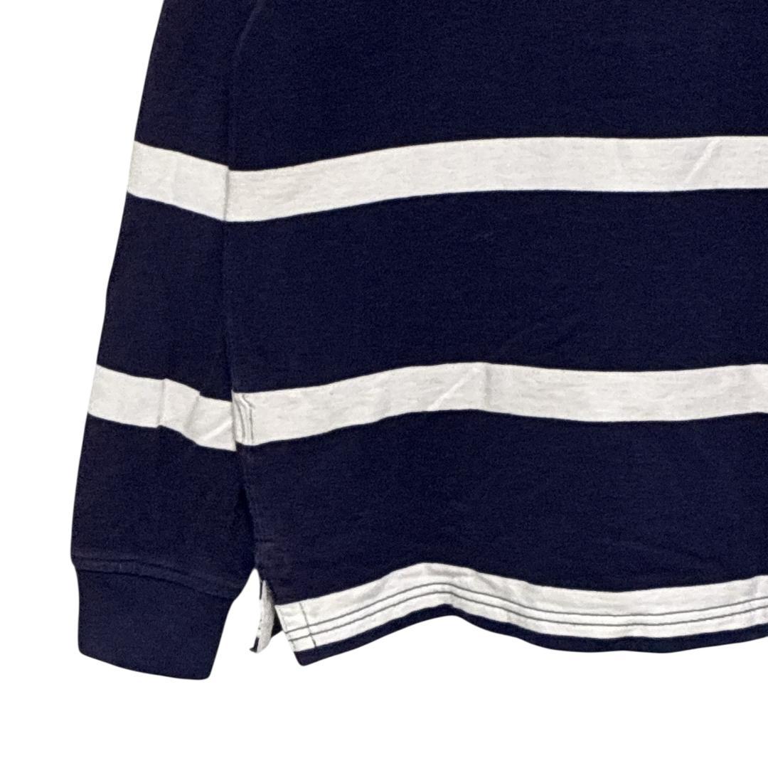 ポロラルフローレン ラガーシャツ 刺繍ロゴ 有名人着用モデル 太ボーダー 紺×白