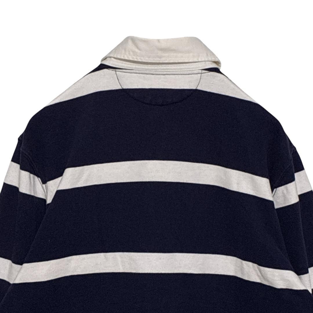 ポロラルフローレン ラガーシャツ 刺繍ロゴ 有名人着用モデル 太ボーダー 紺×白