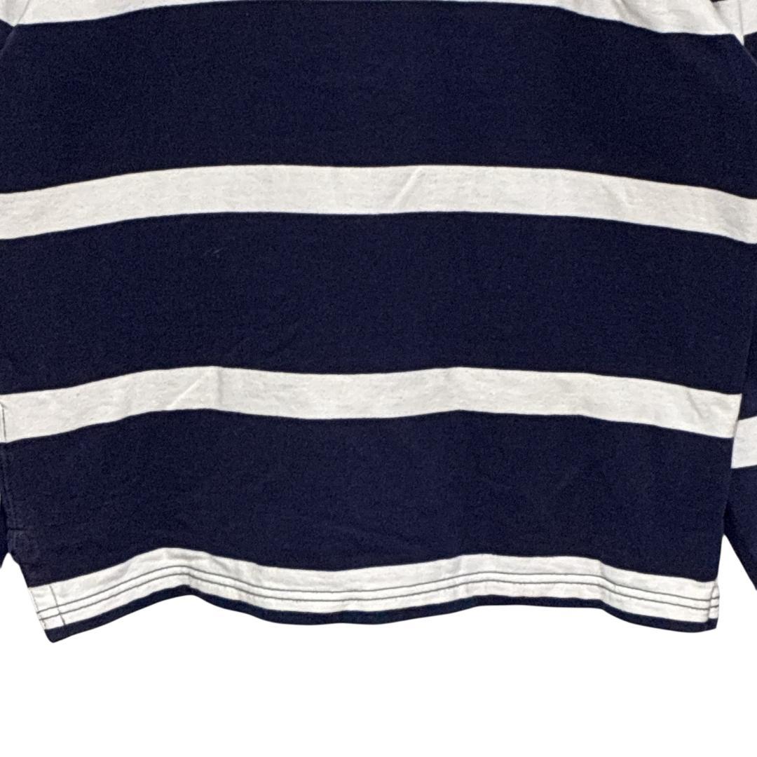 ポロラルフローレン ラガーシャツ 刺繍ロゴ 有名人着用モデル 太ボーダー 紺×白