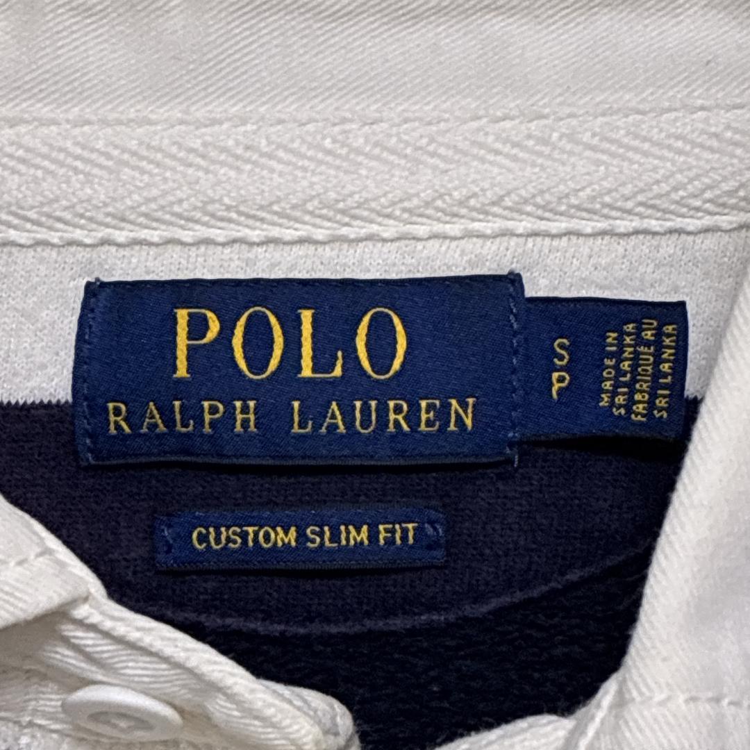 ポロラルフローレン ラガーシャツ 刺繍ロゴ 有名人着用モデル 太ボーダー 紺×白