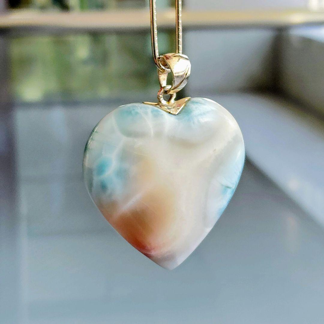 ピンクラリマー 特大ハート♡シルバー925 チャーム 希少 高品質 両面美しい✨