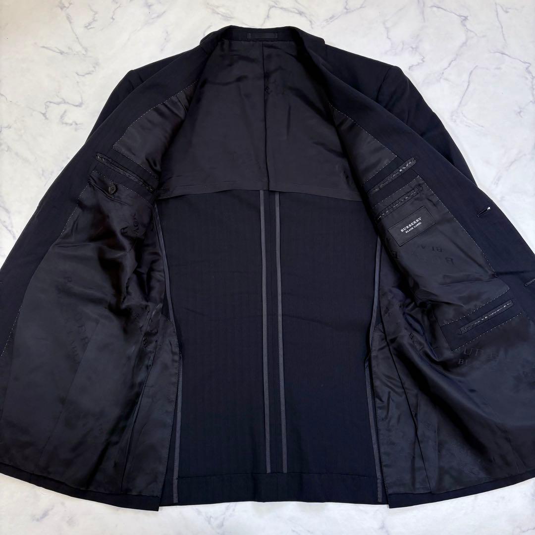 美品 バーバリー ブラックレーベル ブラック スーツ 42R L 裏地モノグラム