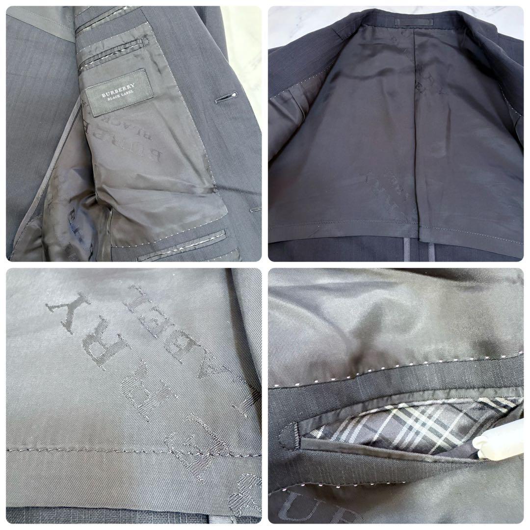 美品 バーバリー ブラックレーベル ブラック スーツ 42R L 裏地モノグラム