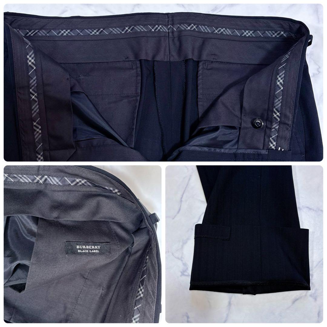 美品 バーバリー ブラックレーベル ブラック スーツ 42R L 裏地モノグラム
