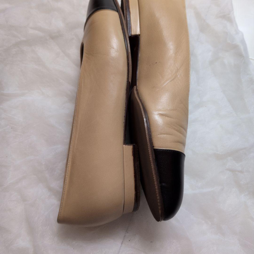 CHANEL フラットシューズ 35 ベージュと黒