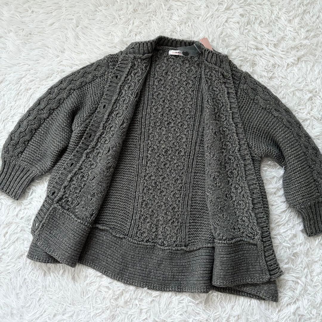 新品未使用UNMINOUアンミヌポップコーンニットコート フリーサイズ グレー