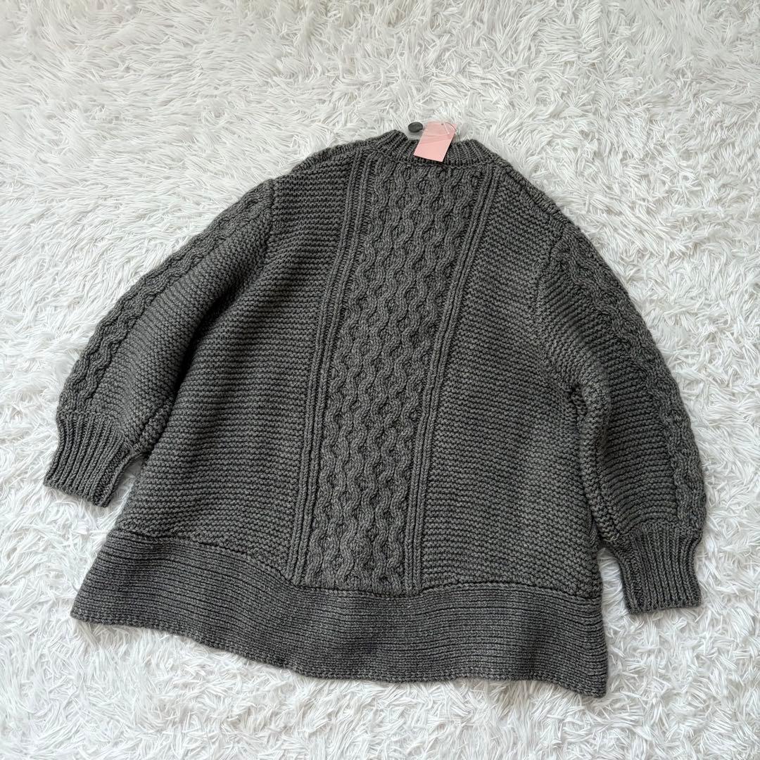 新品未使用UNMINOUアンミヌポップコーンニットコート フリーサイズ グレー