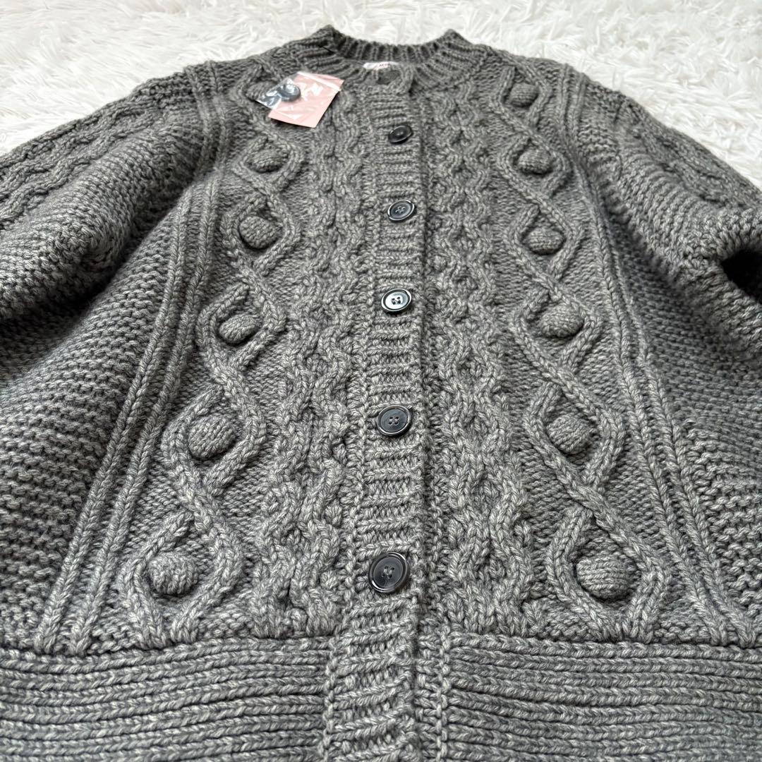 新品未使用UNMINOUアンミヌポップコーンニットコート フリーサイズ グレー