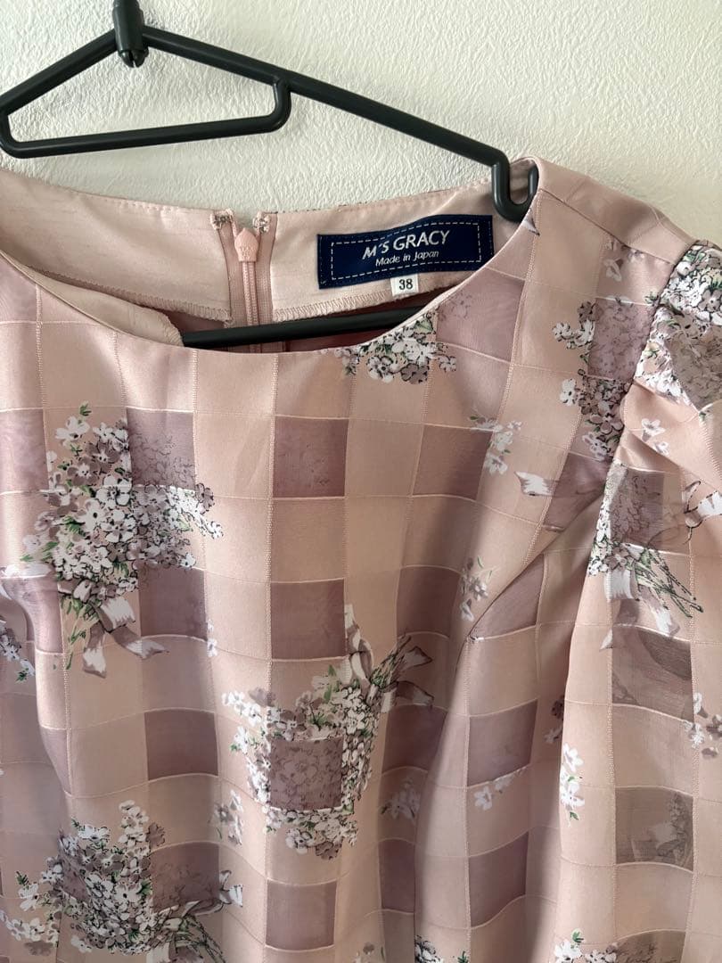38 MsGracy超美品 花柄チェック半袖ワンピース