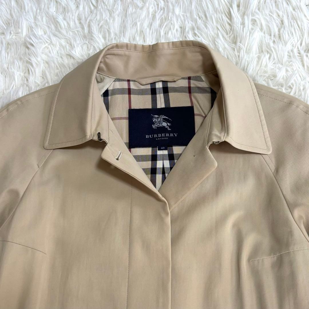【極美品】バーバリーロンドン ステンカラーコート ベージュ　 ノバチェック L
