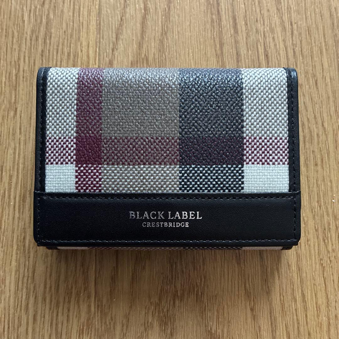 【未使用品】ブラックレーベルクレストブリッジ チェック 三つ折り財布 ブラック